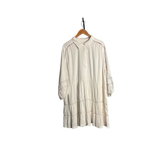 NWT Maeve Bettina Anthropologie Plus 2X Linen Blend
Tiered Mini Shirt Dress Lace - Picture 1 of 8